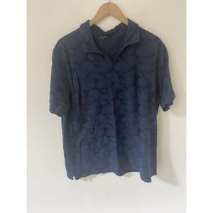 Robert Barakett Shirt Mens Size XXL Dark Blue 100% Cotton Polo Casual Golf